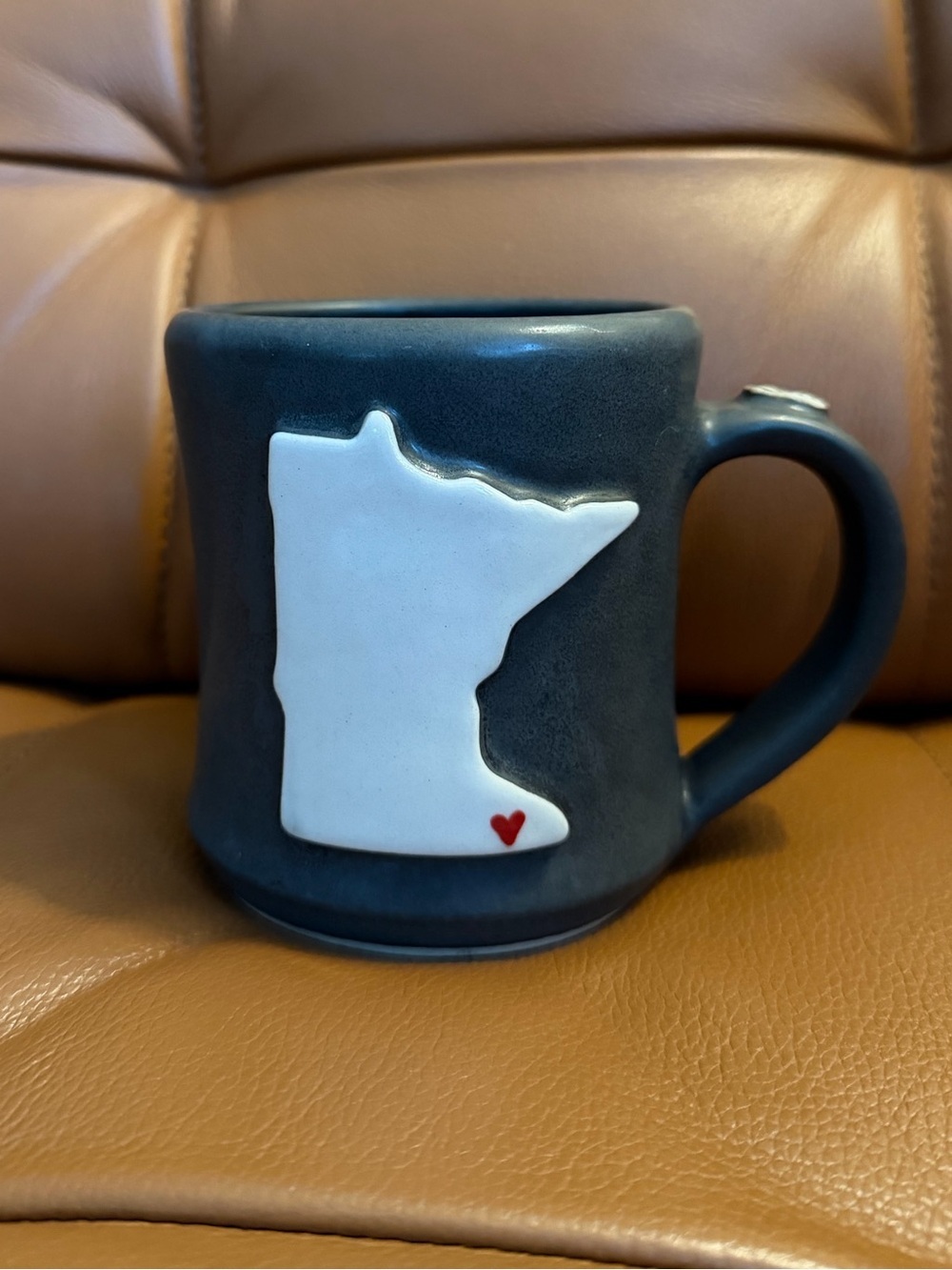 Minnesota State Shape Accent Ceramic Mug in Charcoal and Cream. Minnesota Lovers